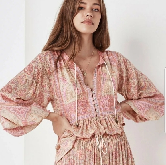 unbranded Tops - Bohemian Poinciana Blouse Blush Peasant Top wa